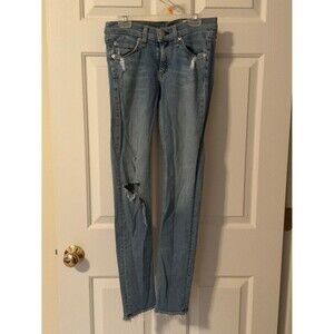 Rag & Bone distressed skinny jeans size 25 light wash raw hem